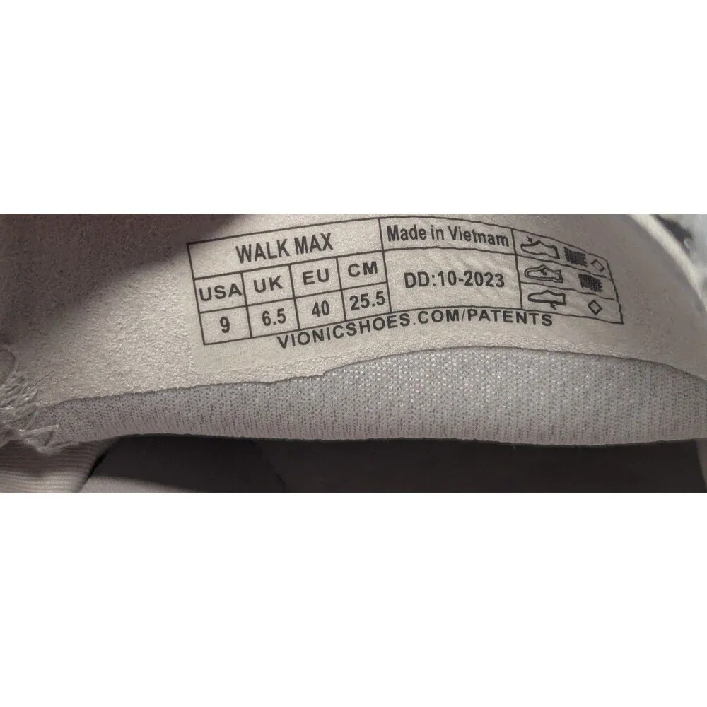 Vionic Walk Max Sneaker Shoe Womens Size 9 Ivory Comfort Cream Lace Up